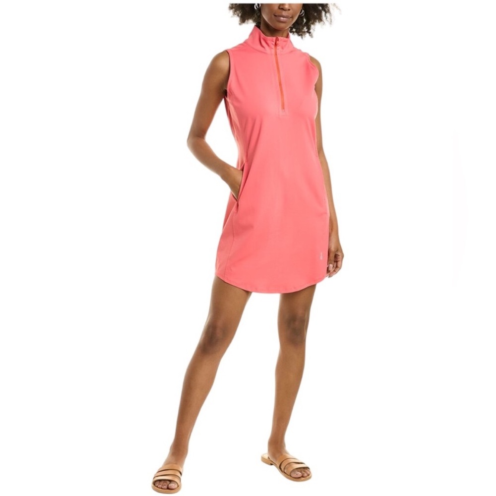 Tommy Bahama Coral Pink Sleeveless Zip-Front Shift Dress